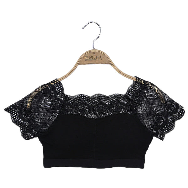 Fashion and Simple Fitness Gym Sports Women's Breathable Crop Top Simple Solid Color Lace Tank Top Sexy Short Tops for Women