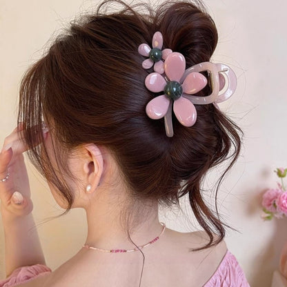 Flower Hair Claw Clip Female 2024 Summer Temperament Plate Hair Plastic Shark Clip Hair Accessories