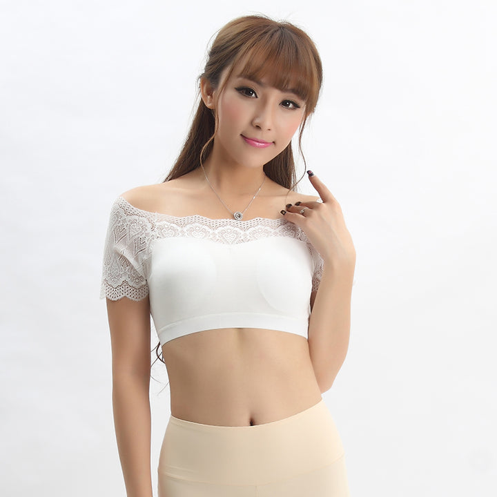 Fashion and Simple Fitness Gym Sports Women's Breathable Crop Top Simple Solid Color Lace Tank Top Sexy Short Tops for Women