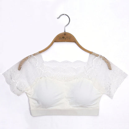 Fashion and Simple Fitness Gym Sports Women's Breathable Crop Top Simple Solid Color Lace Tank Top Sexy Short Tops for Women