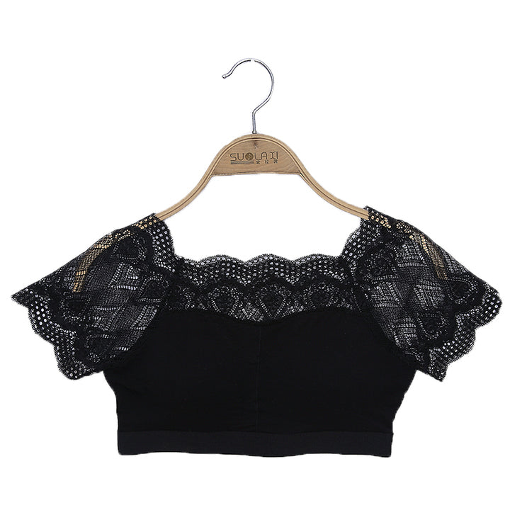 Fashion and Simple Fitness Gym Sports Women's Breathable Crop Top Simple Solid Color Lace Tank Top Sexy Short Tops for Women