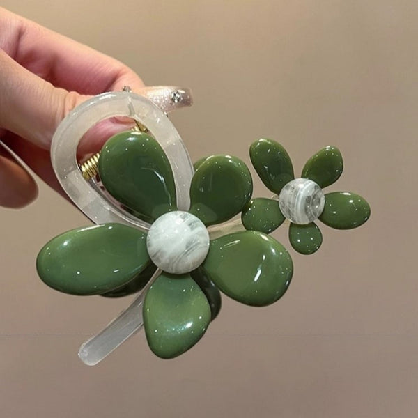 Flower Hair Claw Clip Female 2024 Summer Temperament Plate Hair Plastic Shark Clip Hair Accessories