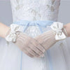 Hand Gloves Thin Girl's Stretch Mesh Bow Princess Performance Flower Girl Bride Wedding Finger