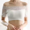 Basic Layer Off Shoulder Tube Tops Mesh Short Sleeve Corsefor Women Chest Padded Bandeau Bra Convertible Bralettes For Women
