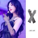 Women's Fishnet Rhinestone Gloves | Long Mesh Party Gloves - Image 4