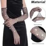 Women's Fishnet Rhinestone Gloves , Long Mesh Party Gloves